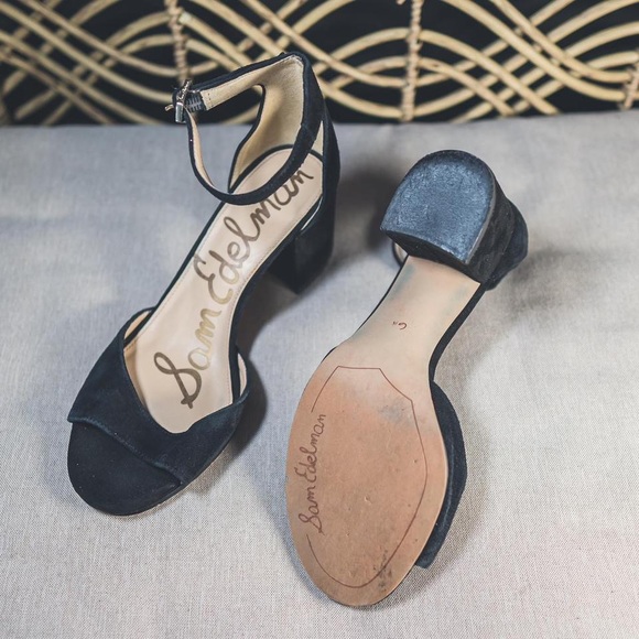 Sam Edelman Yaro Suede Sandals Block Heel - Picture 2 of 2